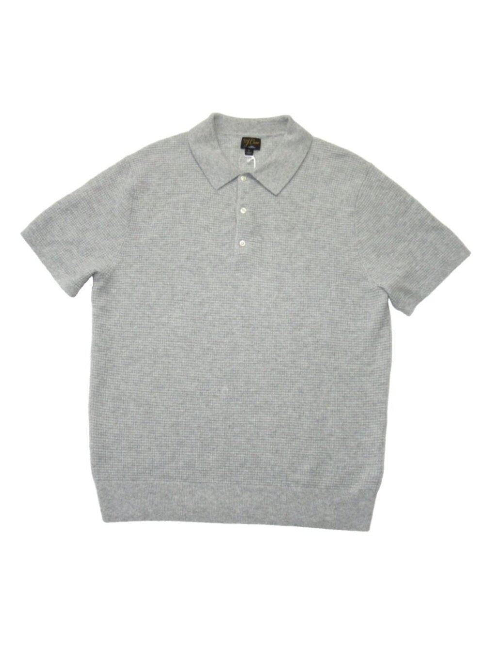 NWT J.Crew Men's Short-sleeve Cashmere Waffle Sweater-polo in Heather Gray L - Picture 2 of 7